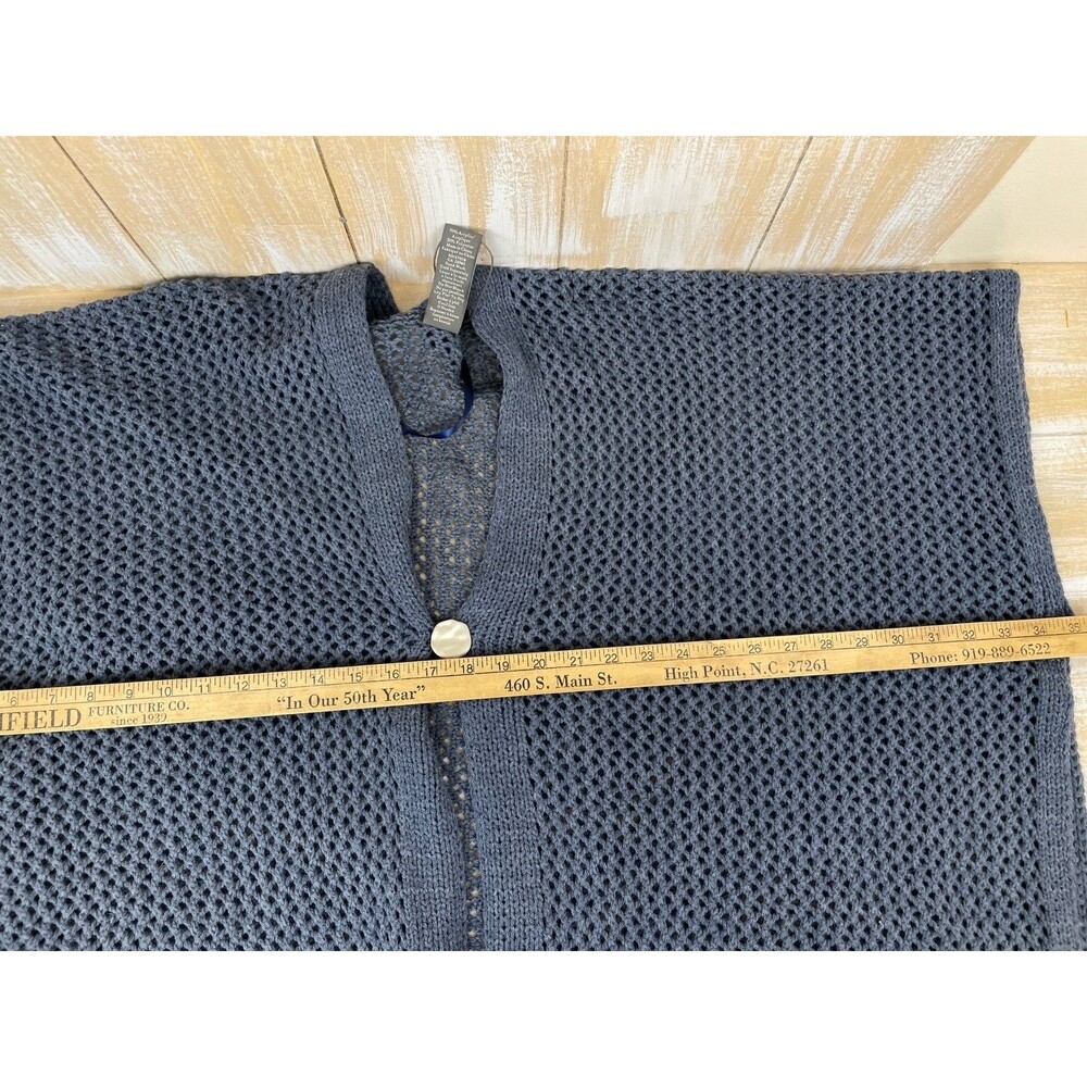Vince Camuto Open Knit Blue Button Front Ruana One Size - Picture 4 of 7